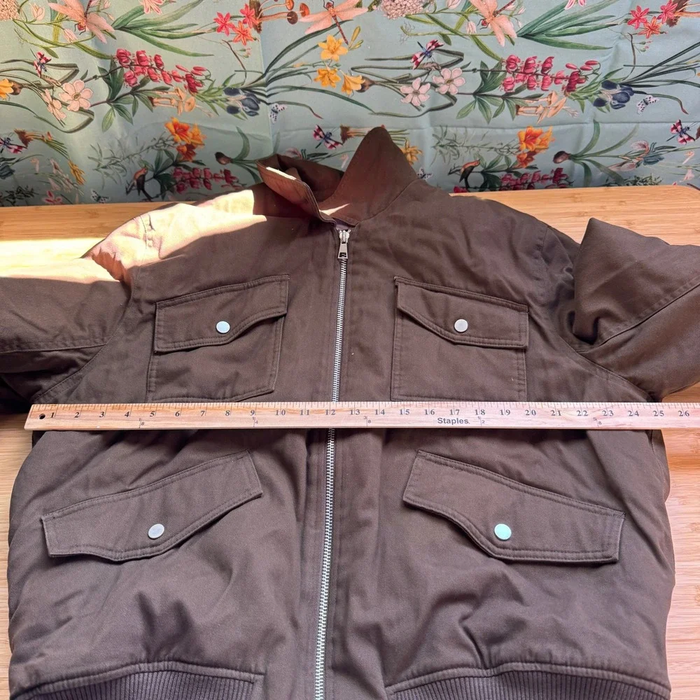 Mode of One Mens Multi Pocket Bomber Jacket Dark Walnut Brown XL 100194438MN